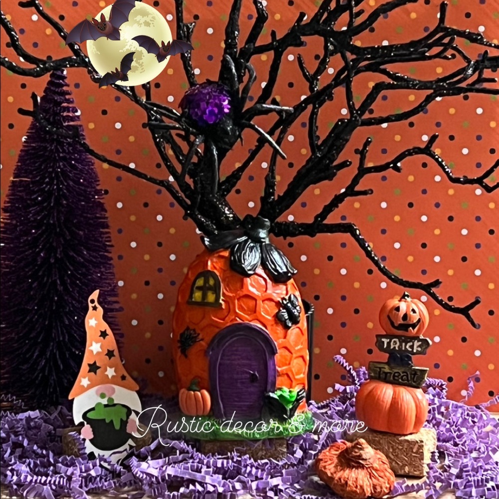 Fairy Grden Halloween pumpkin house  bundle for your tier trays .